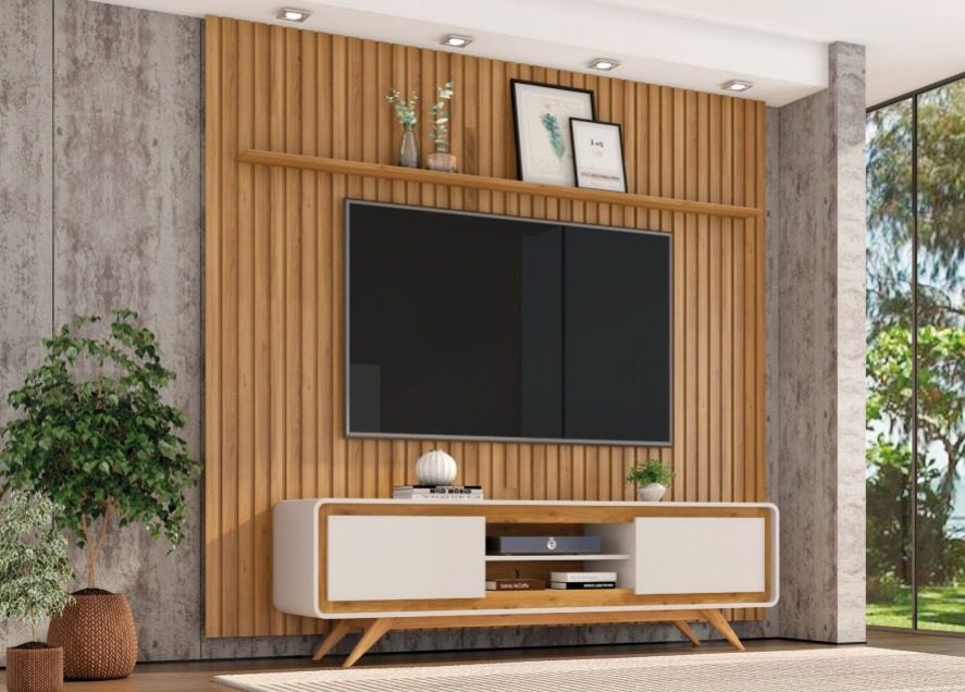 チェルシー　テレビ台　MTV-5772WH 　MTV-5506　２点セット Painel Ripado Versatti Com Rack Channel - 226/180cm - 1.70 - PR