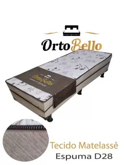 CAMA BOX CONJUGADA SOLTEIRO MATELASSÊ D28 - 50 x 88 x 188 cm - ORTOBELLO