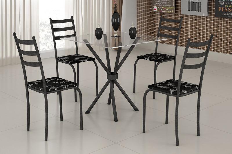 Mesa Maraba Tubo Tampo Vidro Quadrado 75cm 4Cd - Teixeira - 4.2/SR