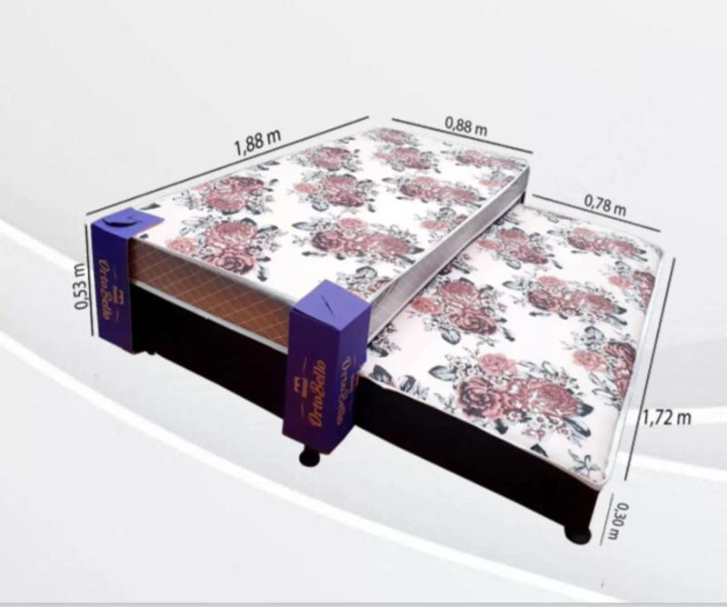 CAMA BOX CONJUGADA SOLTEIRO C/AUXILIAR LISBOA D23 - 53 x 88 x 188 cm - ORTOBELLO