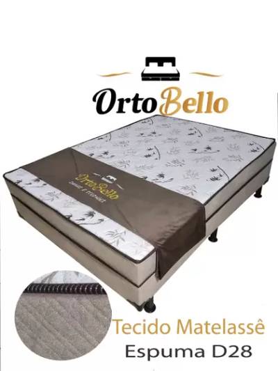 CAMA BOX CONJUGADA CASAL MATELASSÊ D28 - 50 x 138 x 188 cm - ORTOBELLO