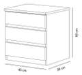 CRIADO/MESA DE CABECEIRA BARI/VALORE 3 GAVETAS MDF/MDP - 45 CM - NOVO HORIZONTE - 1.6 - RN/TRA 3