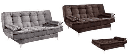 ESTOFADO SOFÁ CAMA PARIS C/ PILLOW - Pés cromado - AREZZO  - 7.3/RN/SR