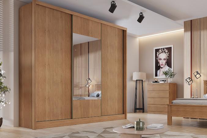 ROUPEIRO GR AREZZO PLUS C/ ESPELHO 3P CORRER 6G- 100%MDF - 2,08m - NOVO HORIZONTE - 1.62/RN 1.67/TRA