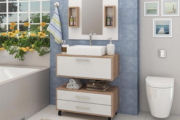 GABINETE BANHEIRO KIT MILANO - FELLICCI - 0,77m - 6.0/TRA