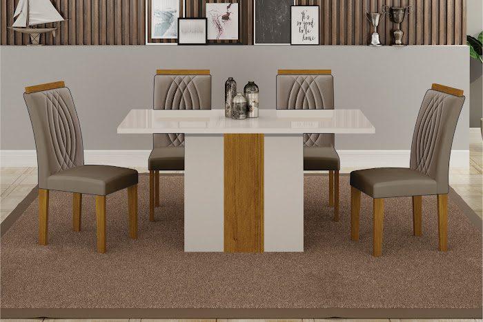 MESA DOAH 1,20m - C/4 CADEIRAS DOAH - LEIFFER - 1.08 - TRA/PR