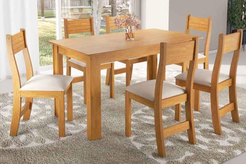 Mesa de Jantar Fucsia/Violeta Mel 136×75 c 6 Cad Brisa - 5.7 - RN - 5.8 - SR/RF