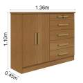 CÔMODA NEW ATHOS 5G 2P 100% MDF 1,36m - D' DORO - 6.4/SR/6.3/LD/RF 6
