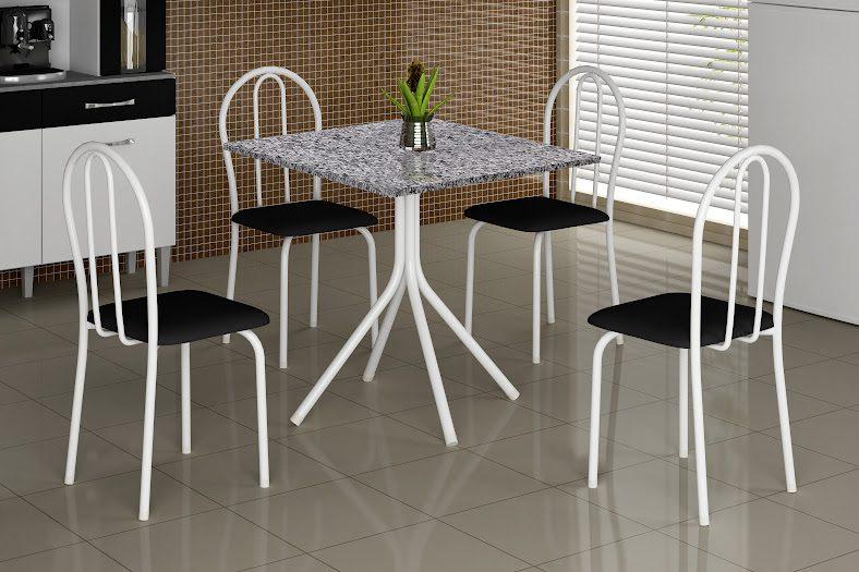 Mesa Soma Tubular quadrada 70X70 c/4cadeiras granito ou ardosia - 3.8/TRA