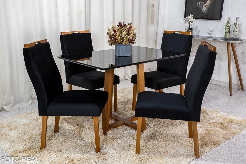 Mesa de Jantar Pedro 120x80 c/ 4 cadeiras Lisboa veludo - 1.13 - RF