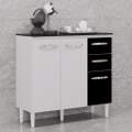 Balcão Isadora 668 3P 2 G - 90cm Branco/Preto – POQUEMA - 2.0 SR - 2.0 - PR 1