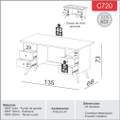 Mesa de Escritório C720VW  100% MDF – 1,35m DALLA COSTA - 8.5/TD 2