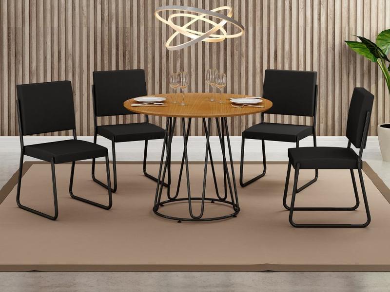 Conjunto de Mesa Napoli Tampo Circular 1,00m C/ 4 Cadeiras - 9.0 - LD