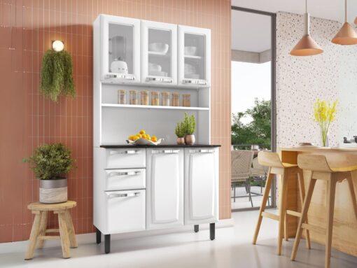 Armário Cozinha Aço C/ Vidro Kit Pratika - 1.05m - Itatiaia - 7.0 - LD