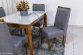 Mesa de Jantar Alegra Tampo Vidro Off 120×80 C/ 4 Cadeiras Diamante Linho - 1.2 - RF 2