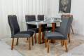 Mesa de Jantar Pedro 160×80 6 Cadeiras Lisboa Assento Veludo  Madeira Maciça - 1.73 - RF 1