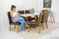 Mesa de Jantar Pedro 160×80 6 Cadeiras Lisboa Assento Veludo  Madeira Maciça - 1.73 - RF 9
