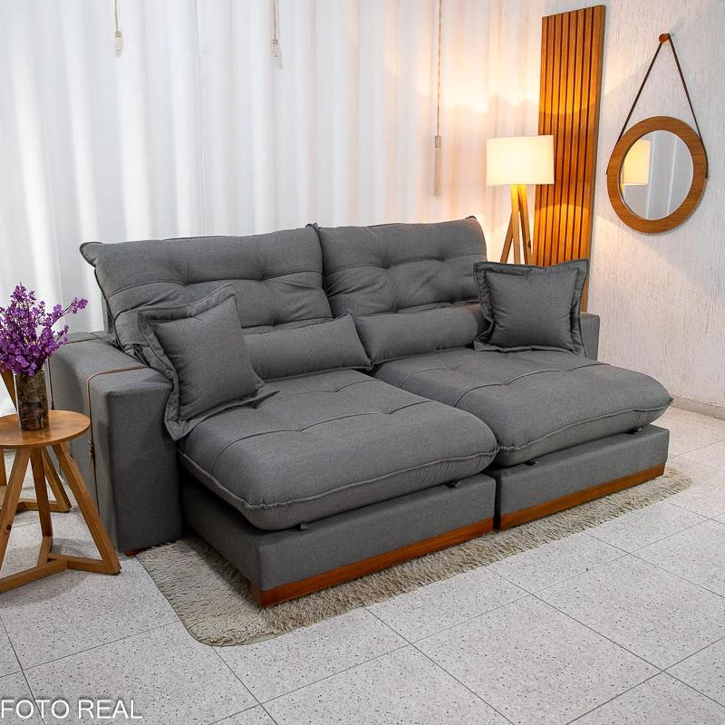 Estofado Sofá Retrátil e Reclinável Arthur/Toronto 2.50m – Pillow 28cm - 1.91/PR/2.02/TD/2.18/RF