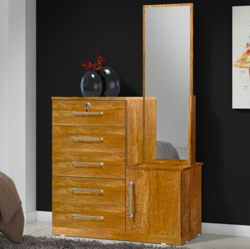 Cômoda JL 019 C/ Espelho 5 Gavetas 1 Porta - 107cm – JL Móveis - 3.4 - TD