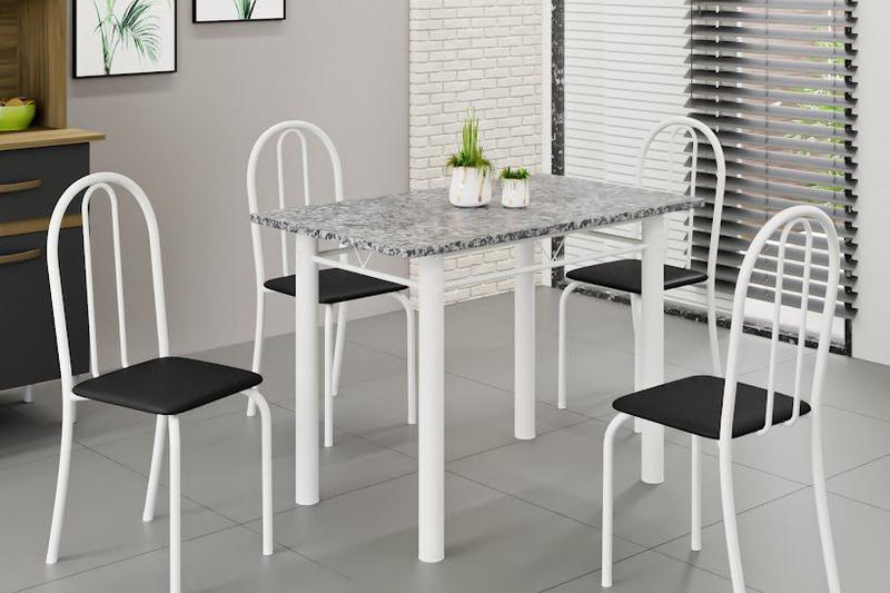 MESA SOMA TUBULAR 1.00m C/4CADEIRAS GRANITO OU ARDOSIA - 4.6/TRA