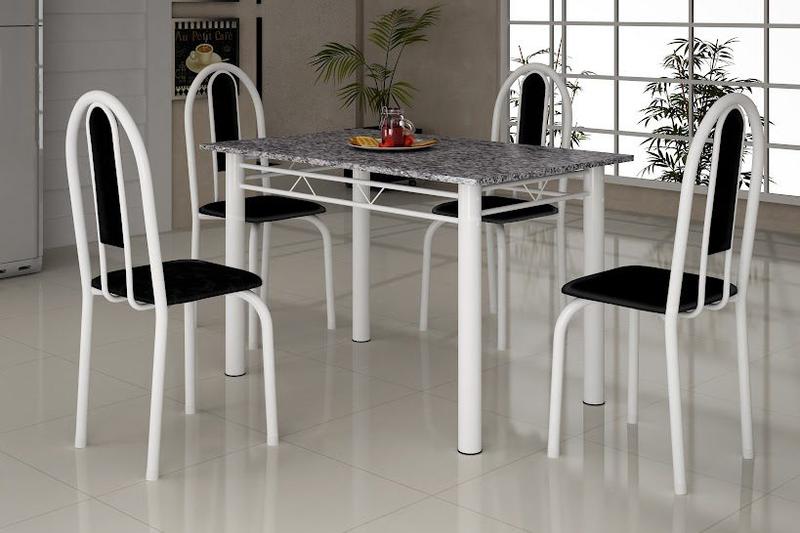 MESA SOMA TUBULAR 1.20mC/4 CADEIRAS - TAMPO GRANITO OU ARDOSIA 5.9/TRA