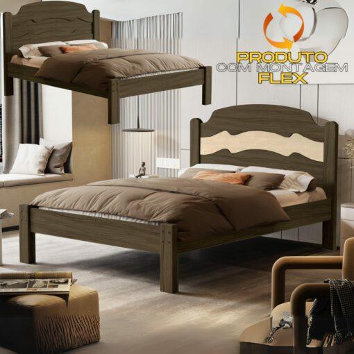 CAMA ÍRIS CASAL/VIÚVA MDF – 107x144x195cm - VJ MÓVEIS - 5.3/TD/3.1/PR