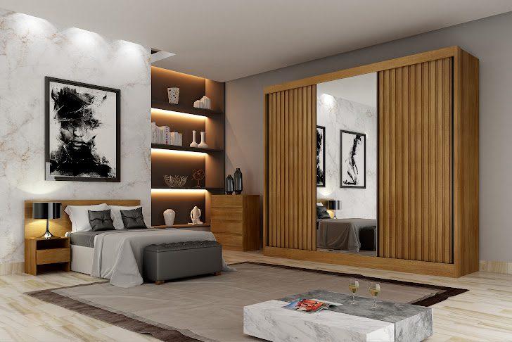 ROUPEIRO GR CANASTRA 3 P CORRER 1 ESPELHO 6 G 100%MDF - 2.41m - NOVO HORIZONTE - 2.0/TRA 1.95/RN