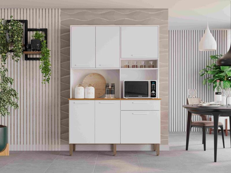 Kit Cozinha New Siena 1,40m  - 6P 1G 2N Sallêto Móveis - 5.7/SR