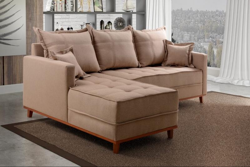 ESTOFADO SOFÁ C/CHAISE MILÃO - LINHO - 230cm - EVIDENCE - 1.75/RN/1.63/SR/1.61/RF
