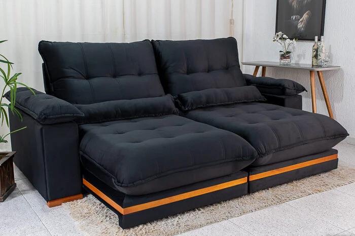 Estofado Sofá Retrátil/Reclinável Ibis Veludo 2.50m - D33 e Molas Ensacadas - 2.54 - RF