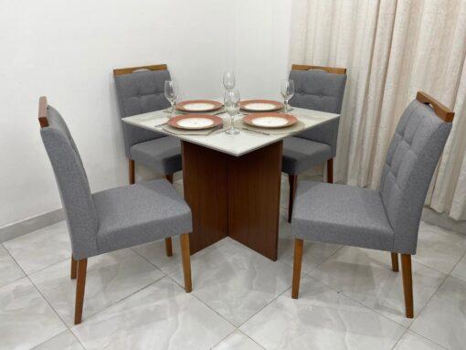 Mesa de Jantar Helo 0.90×0.90m + 4 Cadeiras Londres - 8.8 - LD