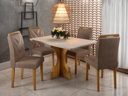 Mesa de Jantar Londres 1.20×0.80m + 4 Cadeiras Califórnia - 1.01 - LD