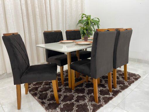 Mesa de Jantar Itália 1.60×0.80m + 6 Cadeiras Califórnia - 1.4 - LD