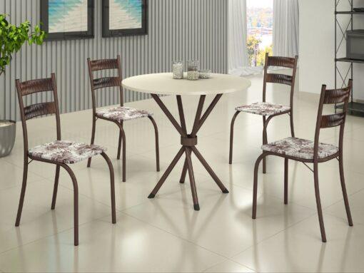 Mesa Tubular Macaé Tampo Circular 0.75m + 4 Cadeiras Ratam - 4.7 - LD