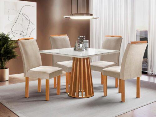 Mesa de Jantar Berlim quadrada 1.00×1.00m + 4 Cadeiras Londres - 1.1/LD