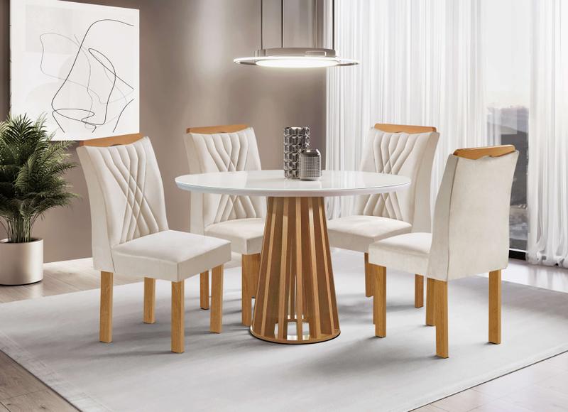 Mesa Berlim Redonda + 4 Cadeiras Lisboa - 100cm - 1.1/PR 1.2/SR