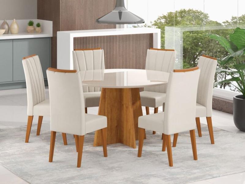 Mesa Daila Nicole 135 com 6 Cadeiras Safira - Viero - 1.5 - SR