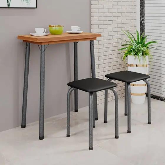 Mesa Dobrável Luana com 4 Banquetas MDP Aço 69cm - IMOP - 2.2 - CW/PR/TRA