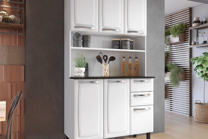 Kit cozinha Pratika 6P 2G - 1,05m - Sem Vidro - Aço Itatiaia - 6.4/TRA/6.7/LD/RN/7.0/PR