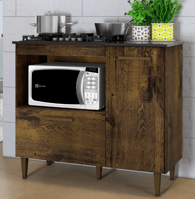 Balcão Cooktop Zurique 4 Bocas MDP 2 Portas 1,14m - Kaiki Móveis - 2.7 - CW