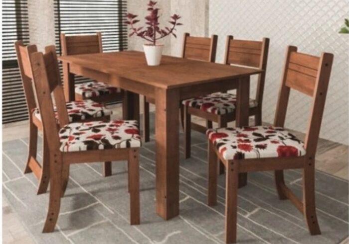 Conjunto Mesa Caribe 6 Cadeiras MDF 150cm – Indekes – 7.1 – CW