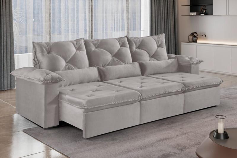 Estofado Sofá Atlas Retratil Reclinavel Veludo Inca 2,90m 3×80 – Idealle – 1.92/SR