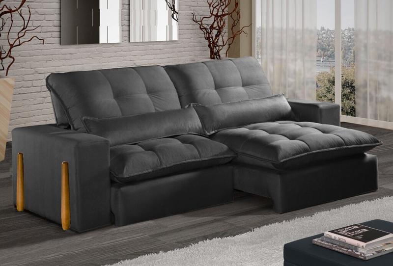 Estofado Sofá Fitipaldi Retratil Reclinavel Veludo Jolie 2,30m 2×90 – Idealle – 1.99/SR