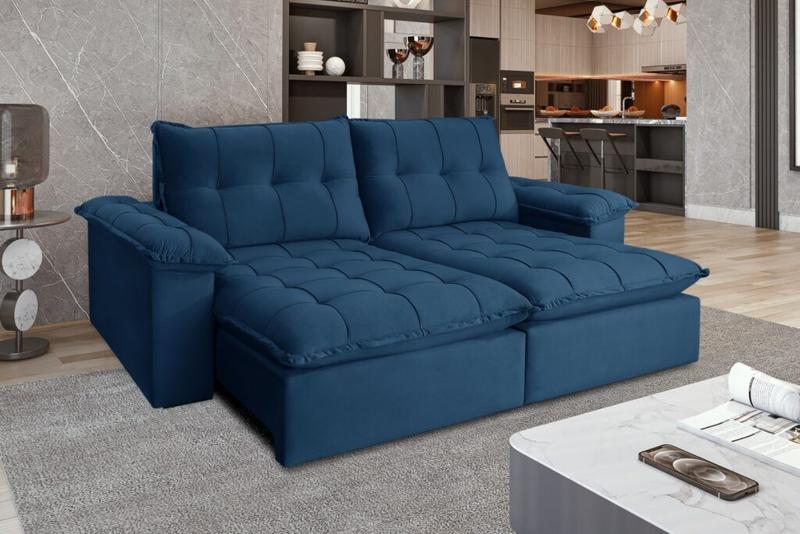 Estofado Sofá Iriri Retratil Reclinavel Veludo Inca 2,50m 2×100 – Idealle – 2.13/SR