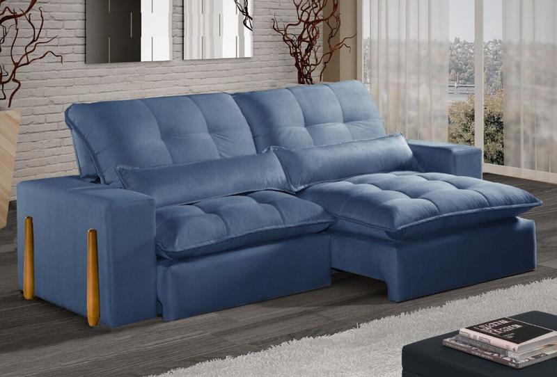 Estofado Sofá Fitipaldi Retratil Reclinavel Veludo Jolie 2,50m 2×100 – Idealle – 2.10/SR