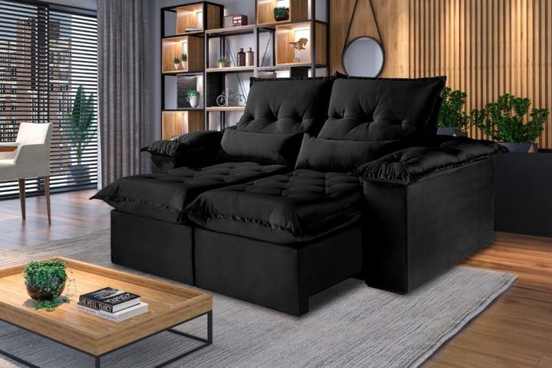 Estofado Sofá Ouro Preto Retratil Reclinavel Veludo Inca 2,50m 2×100 – Idealle – 1.95/SR
