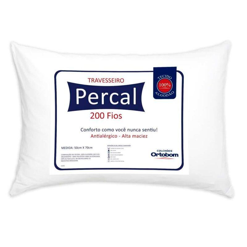Travesseiro Percal 200 Fios Plus 50cm x 70cm – Ortobom – 0.4 – RN - 0.5 - LD