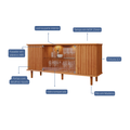 Buffet Janice - 1,65m - 2P ripadas 2P vidro  - 6.7/TRA 4