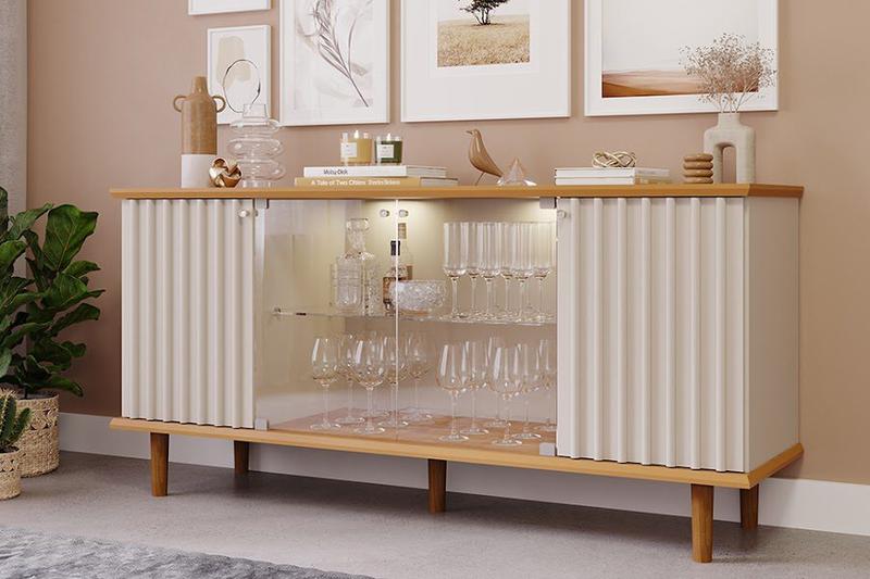 Buffet Janice - 1,65m - 2P ripadas 2P vidro - 6.7/TRA