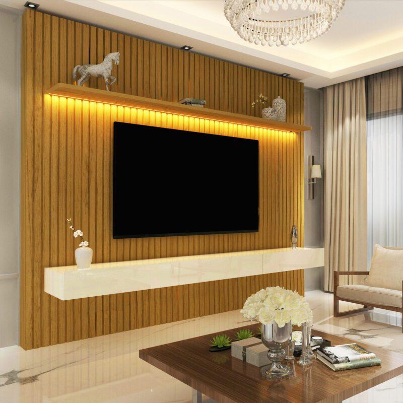 Painel Home Nobre Ripado suspenso 230 1P 3G com LED Gelius TV 85' - 1.57/SR/TD